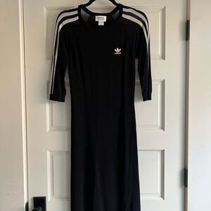 Adidas Black Midi Dress with Stripes